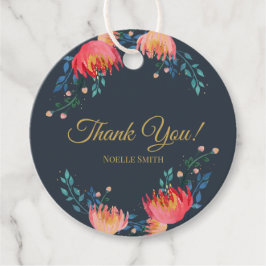 Dankeschön! Dunkelblau, elegant, Whimsikale Blume Geschenkanhänger