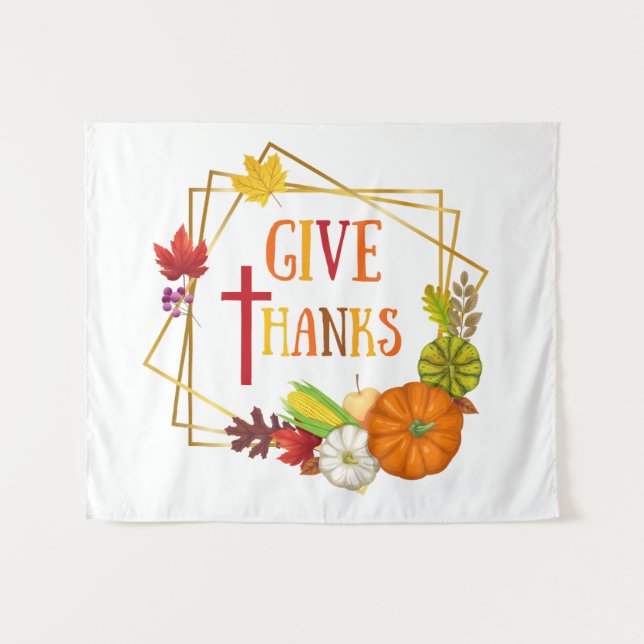 Dankeschön Erntedank Zitat Herbst Kürbis Herbst Wandteppich (Vorderseite (Horizontal))