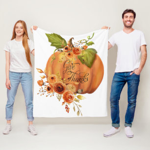 Dankeschön floraler Kürbis Klassiker  Fleecedecke
