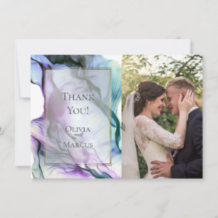 Dankeschön   FOTO FRAME Deep Plum Lila Abstrakt Dankeskarte