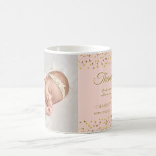 Dankeschön-Foto für Baby Mädchen Rosa Geburtsanzei Kaffeetasse