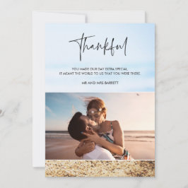 Dankeschön Foto für Hochzeiten am Strand Dankeskarte
