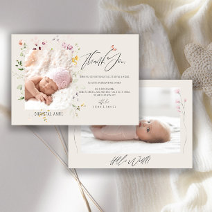 Dankeschön-Foto für Neugeborenes Baby Mädchen Gebu Ankündigung