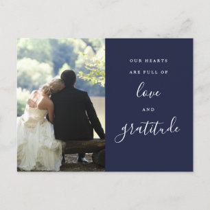 Dankeschön Foto-Hochzeit in Marineblau Schrift Postkarte