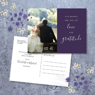 Dankeschön-Fotobuch zur Hochzeit in Lila Schrift Postkarte