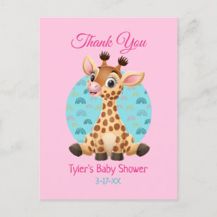 Dankeschön für Baby Shower, Giraffe DIY Name & Nac Postkarte