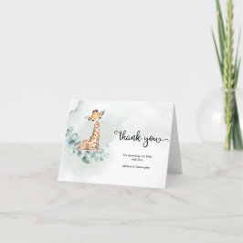 Dankeschön für das Baby giraffa green eucalyptus Dankeskarte