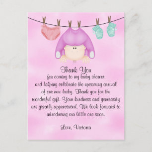 Dankeschön für das Baby Shower Baby Mädchen Postkarte
