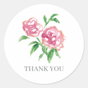 Dankeschön für das Blumenbild mit rosa Pfingstrose Runder Aufkleber
