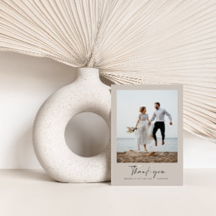 Dankeschön für das moderne graue Foto-Minimalskrip Einladung