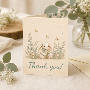 Dankeschön für die Bunny Woodland-Baby-Party Dankeskarte
