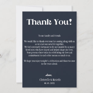 Dankeschön für die Hochzeitsplatzierung in Marineb Ankündigung