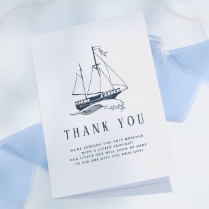 Dankeschön für die maritime Babyparty für Jungen Dankeskarte