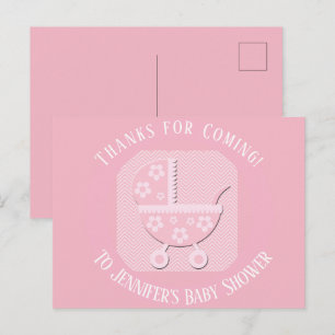 Dankeschön für die rosa Babyluftwagen-Mädchen-Baby Postkarte