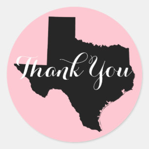 Dankeschön für die Texas-Hochzeit in Rosa, Schwarz Runder Aufkleber