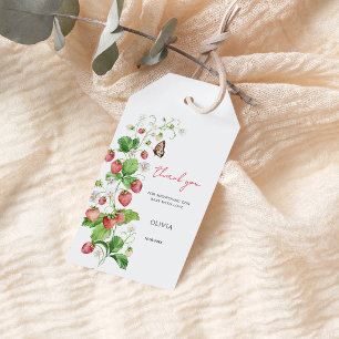 Dankeschön für Erdbeeren-Baby-Party Geschenkanhänger