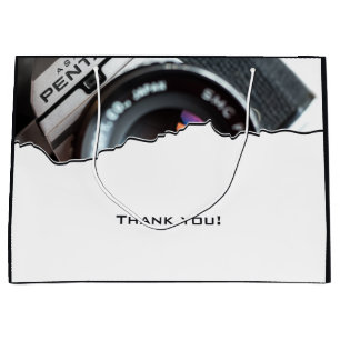 Dankeschön für Fotografen in Schwarzweiß Große Geschenktüte