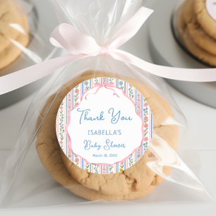 Dankeschön für Grandmillennial Floral Girl Baby Sh Runder Aufkleber