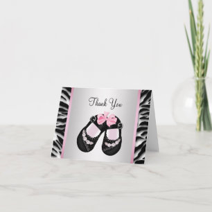 Dankeschön für Pink Zebra Pink Black Baby Girl Sho Dankeskarte