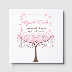 Dankeschön für rosa florale Vogel-Baby-Party Gästebuch