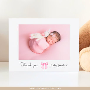 Dankeschön für rosa Schleife Baby Foto Baby Shower Postkarte
