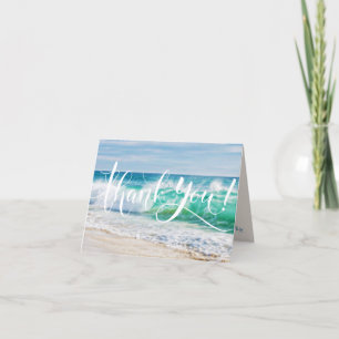Dankeschön für Strandhochzeit mit brechenden Welle Dankeskarte