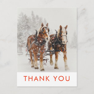 Dankeschön für Weihnachten mit Pferdeschlitten Postkarte