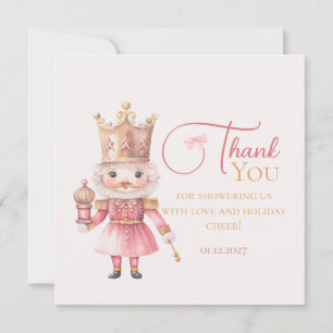 Dankeschön für Weihnachts-Baby-Party Rosa Nussknac Dankeskarte