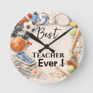 Dankeschön‑Geschenk für den Sportlehrer zum Schulj Runde Wanduhr