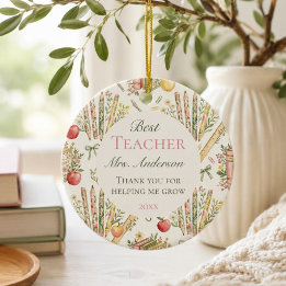 Dankeschön-Geschenk für Lehrer - Florale Wasserfar Keramik Ornament