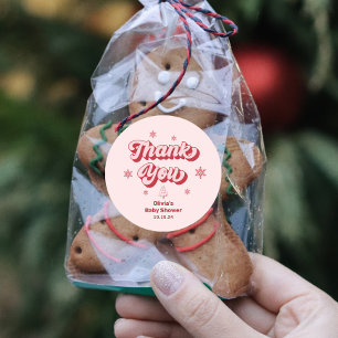 Dankeschön-Geschenk für Weihnachts-Baby-Party Runder Aufkleber