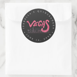 Dankeschön-Geschenk Pink Gold Las Vegas Quinceañer Runder Aufkleber