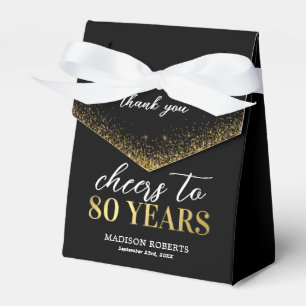 Dankeschön-Geschenkbox aus schwarzem Gold zum 80. Geschenkschachtel