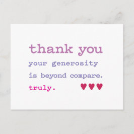 Dankeschön. Großzügigkeit über den Vergleich hinau Postkarte