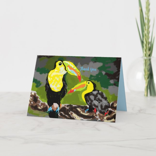 Dankeschön Grußkarte : Paradiesvögel Dankeskarte (Vorderseite)