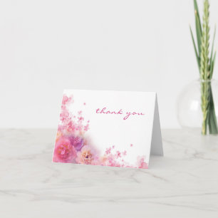 Dankeschön-Handschrift Wasserfarbe Blumen Elegant Dankeskarte