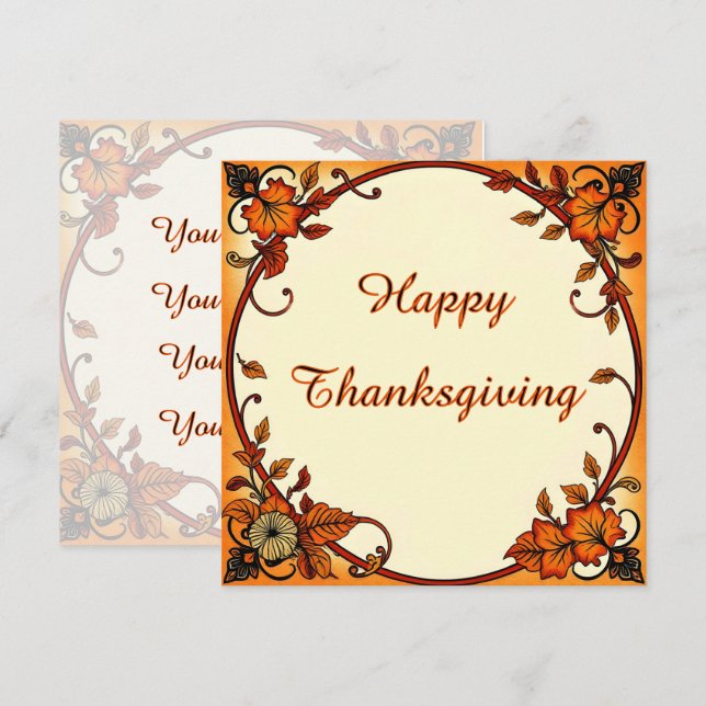 Dankeschön/Herbstrahmen Begrüßung/Einladung Einladung (Vorne/Hinten)