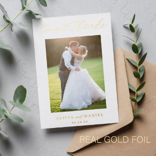 Dankeschön-Hochzeit echte Folie elegante 2-Foto-Ka Folieneinladung