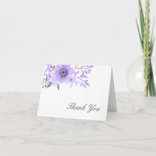 Dankeschön in lila und grauer Wasserfarbe mit flor Dankeskarte