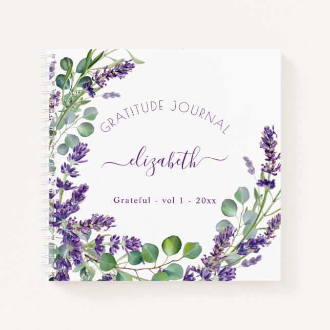 Dankeschön-Journal lavender eukalyptus floral Notizbuch (Vorderseite)