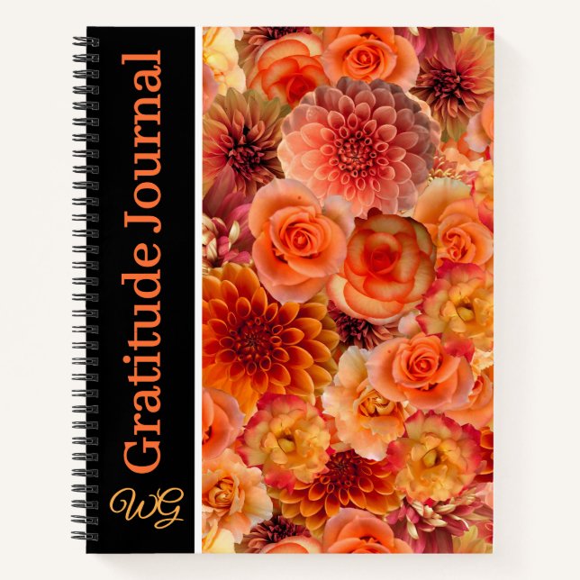 Dankeschön Journal Personalisiert Orange Blume Notizbuch (Vorderseite)