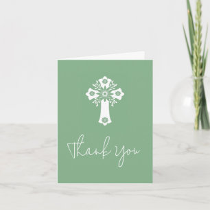 Dankeschön Karte Blumenkreuz Christening Sage Gree