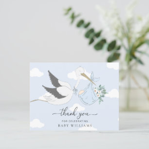 Dankeschön-Karte für Baby Shower Blue Stork Postkarte