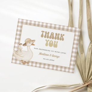 Dankeschön-Karte für Beige Silly Goose Baby Shower Begleitkarte