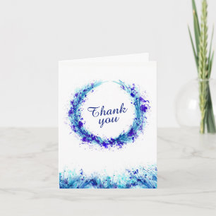 Dankeschön-Karte für Hochzeitblauer Splash-Kranz Dankeskarte