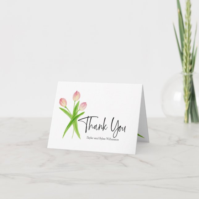 Dankeschön Karte - Watercolor Tulips Design (Vorderseite)
