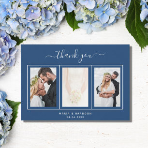 Dankeschön-Karte zum Hochzeitsschreiben des blauen Dankeskarte
