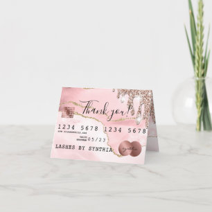 Dankeschön Kreditkarte gegen rot rosa Tropfen Dankeskarte