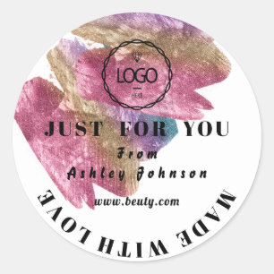 Dankeschön Logo aus Liebe Rosa Rose Strikes Runder Aufkleber