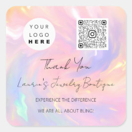 Dankeschön Logo QrCode Online Shop Holografie Quadratischer Aufkleber